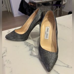 Jimmy Choo Authentic Glitter Dark Gray Pumps Size 35